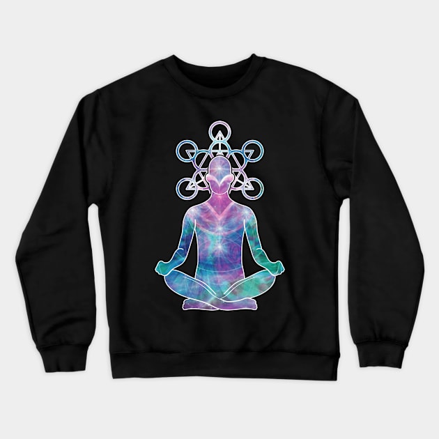 Metatron Sacred Geometry Yoga DMT Meditation Crewneck Sweatshirt by QQdesigns